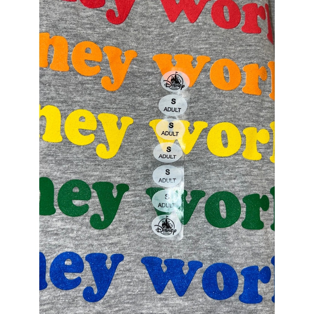 NWT Walt Disney World Rainbow Logo T Shirt Adult Small Gray Graphic Tee - Picture 3 of 5